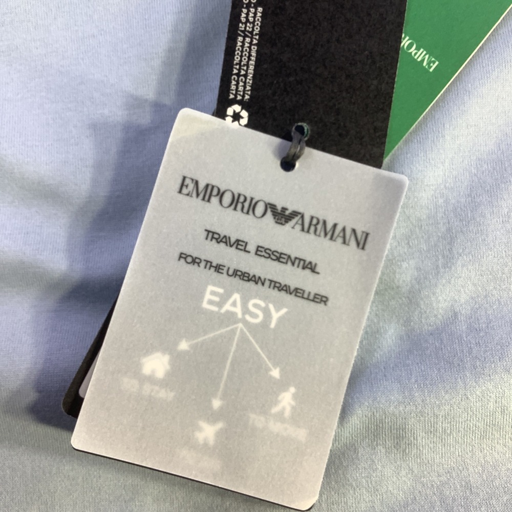Emporio Armani Mens Pearl Blue Crew Neck T Shirt Travel Essential Easy XL NWT - Picture 6 of 12